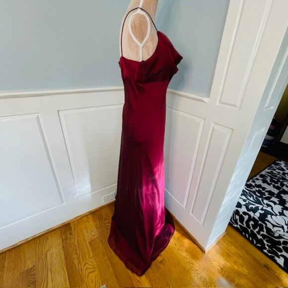 Vintage 90s Y2k Night Way Ombre Cowl Neck Vampy Whimsigoth Gown Burgundy 16 - Picture 4 of 6